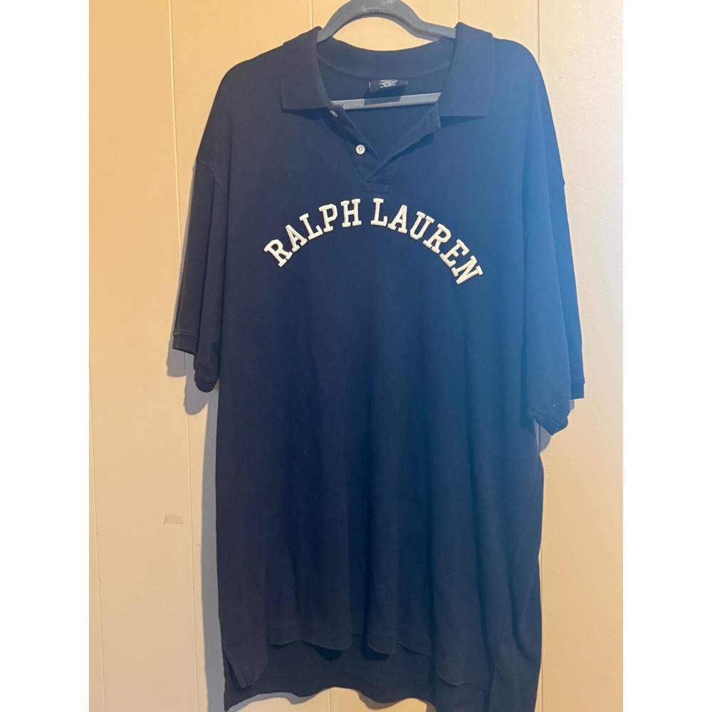 RALPH LAUREN Men XL Polo Shirt Spellout‎ Logo Polo Jeans Oversize Streetwear
